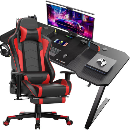 Gaming Bureau en Stoel Set – Computer Bureau – Werkplek Meubel – Gamer Stoel – Bureau en Stoel Combinatie – Ergonomisch Design – Duurzaam Metalen Frame