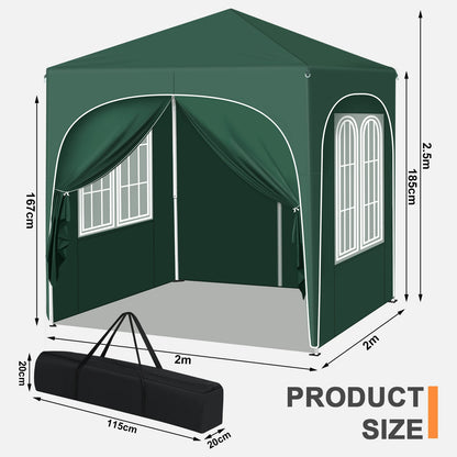 Opvouwbare Partytent - Easy up Partytent - Pop-up Paviljoen - 2x2m - Verstelbare Hoogte - Zijwanden - Waterdicht - UV - Bescherming - Buiten - Beige
