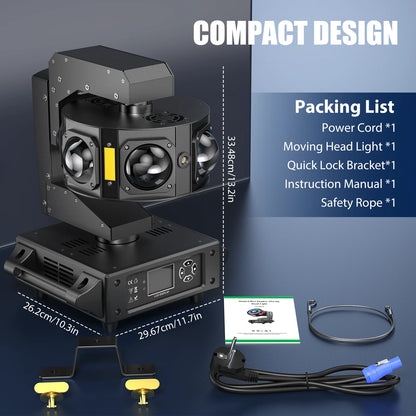 160W RGBW Moving Head Licht – DJ Licht – Podiumverlichting – Disco Verlichting – Stage Light – 3-Assige Rotatie – DMX Stroboscoop Effect – Compact & Duurzaam