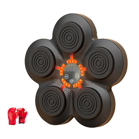 Music Boxing Machine - Music Boxing Machine voor de Muur - Interactieve Muur Boks Trainer met Bluetooth - Met 1 Paar Handschoenen voor Volwassenen - Zwart