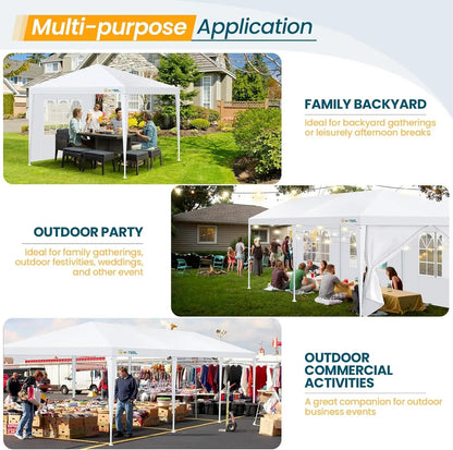 Paviljoen - Tuinpaviljoen - Partytent - Tuintent - Pop-up Kliksysteem - Stabiel - Opvouwbaar - Waterdicht - Winterbestendig - 50+UV-Bescherming - voor Tuin - Buiten - Achtertuin - 3 x 3 m - Wit