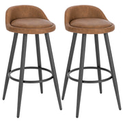 Barkruk - Bar stoel - Bar stoelen set 2 - Cafékruk Barmeubilair - Bar gereedschap cocktails - Fluwelen barkrukken - 120 kg - Bruin leer