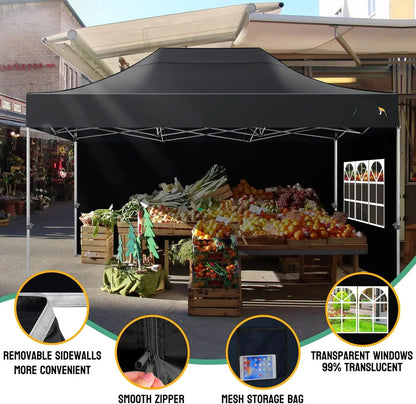 Partytent – Tuinpaviljoen – Overkapping – Tent – Waterdicht – 3 X 4,5 Meter – UV-Bescherming 50+ - Zwart