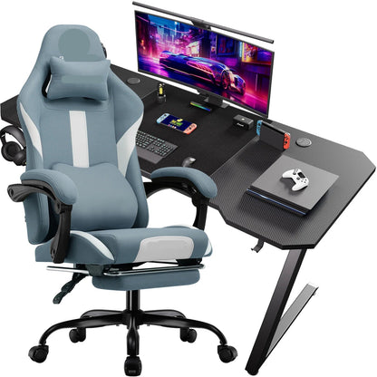 Gaming Tafel En Stoel Set – Gaming Bureau – Gaming Stoel – Computer Bureau – Gamingset – Ergonomisch Ontwerp – 360° Draaibare Stoel