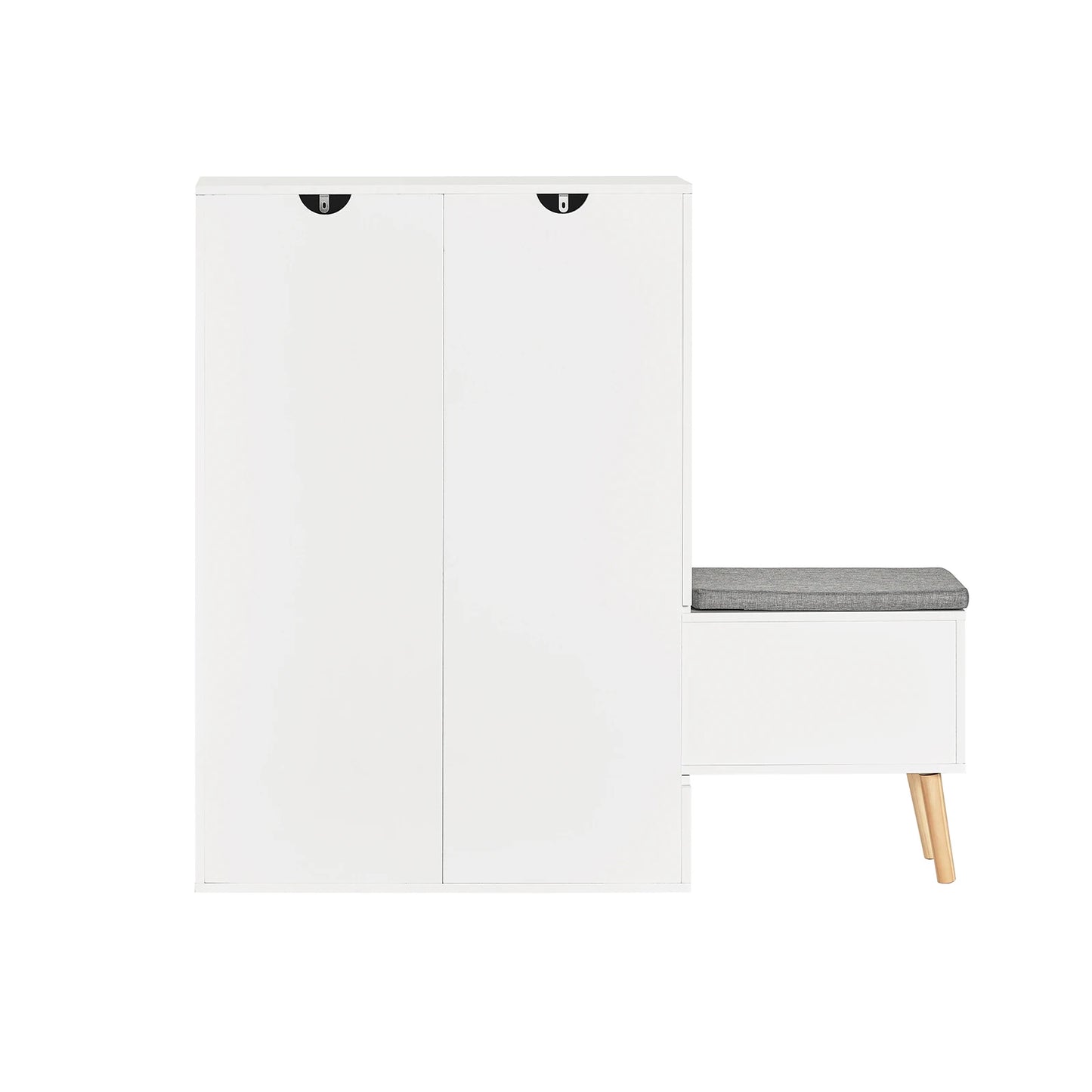 Schoenenkast – Schoenenrek – Schoenentoren – Schoenopberger – Schoenbank – Wit – Compact 24 cm Diep – Inclusief Zitbank Tot 100 kg Belastbaar
