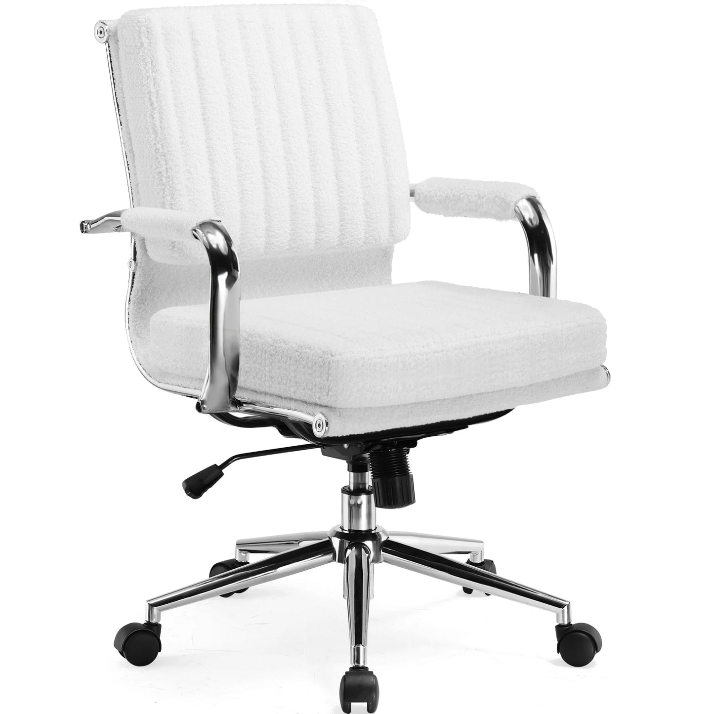 Bureaustoel – Ergonomische Bureaustoel – Werkstoel – Kantoorstoel – Stoel Met Ademend Textiel – In Hoogte Verstelbaar – Schommelbaar Tot 130° - 49 x 49 x 105 cm - Wit - QUORE
