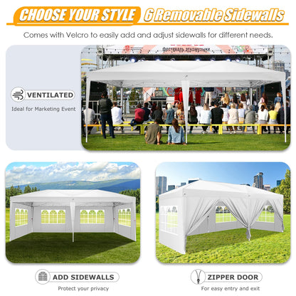 Pop-Up Partytent – Pop-Up Tent – Gazebo – Evenemententent – Feesttent – Waterdichte Oxford-Kap – 3x6 Meter – Met 6 Afneembare Zijwanden - Marineblauw - QUORE