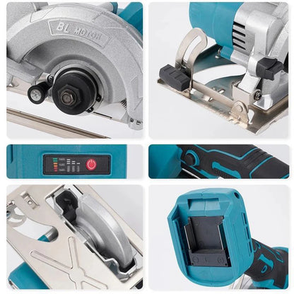Accu Cirkelzaag - Snoerloze - Cirkelzaagmachine - 125mm - 18V - Instelbare Zaaghoek - Handcirkelzaag - voor Houtbewerking - 1 Batterij Inbegrepen