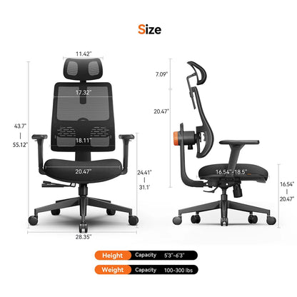 NEWTRAL MAGICH003 Ergonomic Chair, 3 Positions to Lock, Auto-Following Backrest,Adaptive Lower Back Support, 3D Armrest Recliner - QUORE