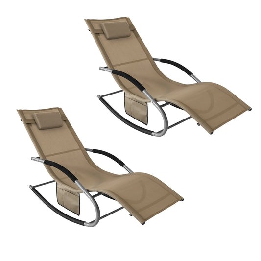 Tuinligstoel – Ligbed – Strandstoel – Relaxstoel – Tuinstoel – Bruin – Ergonomisch Comfort Met Kussen – Weerbestendig Met Zijvakken