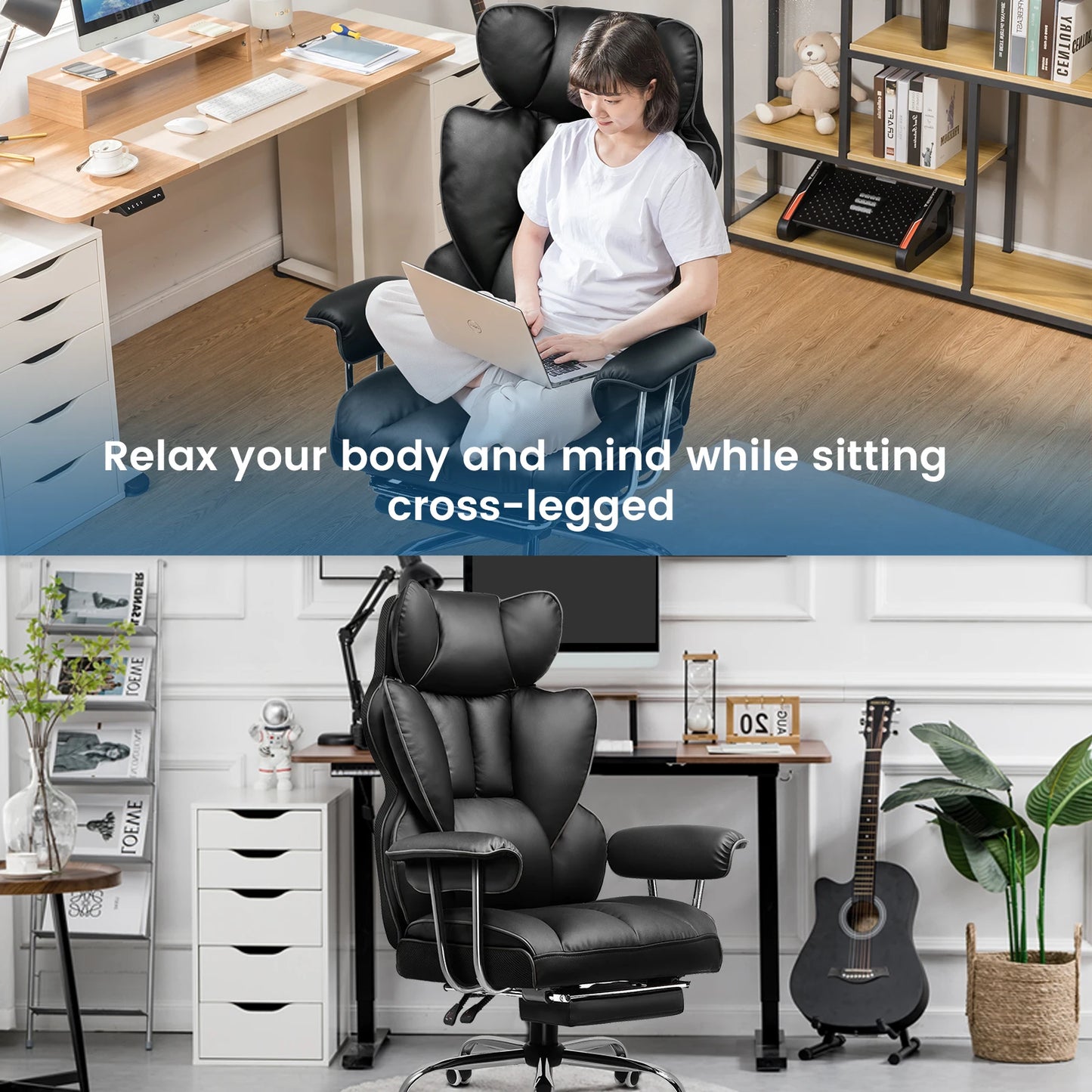 Gaming Stoel - Ergonomische Bureaustoel - Stoel - Bureaustoelen - met Voetsteun - Verstelbare Rugleuning - Vering en Dikke Zitting - Tot 150 kg - Stoffen Bekleding - Blauw