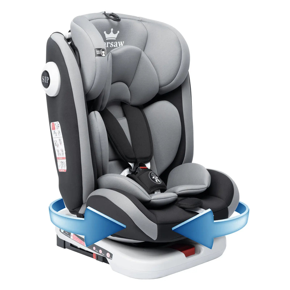 Baby Autostoel - Baby-Autostoeltje - Baby Autostoel Draaibaar - Autostoel - 360° Draaibaar - 5-punts veiligheidsgordel - Kinderautostoel - 9-36kg - 0-12 Years - Grijs