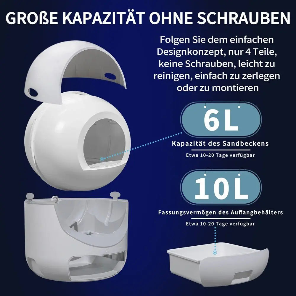 Automatische Zelfreinigende Kattenbak – Slimme Kattenbak – Zelfreinigende Bak – Kattenbak Met Sensor – Geurfiltersysteem – 10L Afvalcontainer – Fluisterstil Design - L - Wit