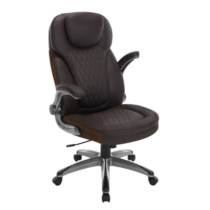 Bureaustoel - Swivel Stoel - met Hoofdsteun - Verstelbare - Rugleuning - Ergonomische - Draaibare - 67.5 x 73 x 110.5-120 cm - Donkerbruin