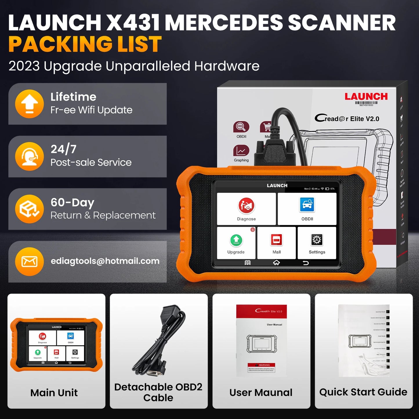 OBD2 Scanner – Autodiagnose Tool – Foutcode Lezer – Code Uitlezer – Diagnoseapparaat – Bidirectionele Controle – ECU Codering – Gratis Software Updates