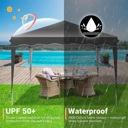 Paviljoen - Tuinpaviljoen - Partytent - Tuintent - Pop-up Kliksysteem - Stabiel - Vouwtent - Verwijderbaar Zijpanelen - Opvouwbaar - Waterdicht - Hoogte Verstelbaar - 50+UV-Bescherming - voor Tuin - Buiten - Achtertuin - 210D Oxford-stof - 3 x 3 m - Zwart