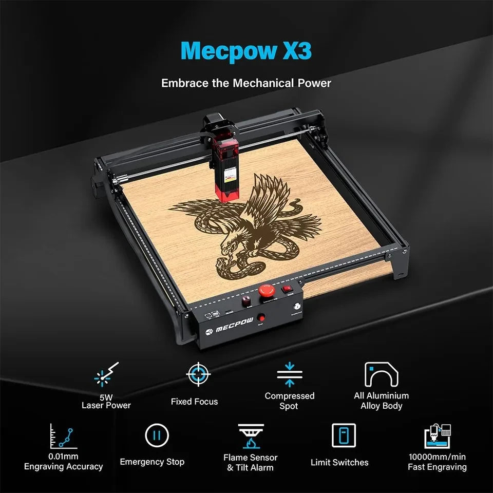 Lasergraveermachine – Laser Cutter – Graveerapparaat – Gravure Machine – Lasersnijder – Veiligheidsslot & Noodstop – 410x400 mm Graveeroppervlak
