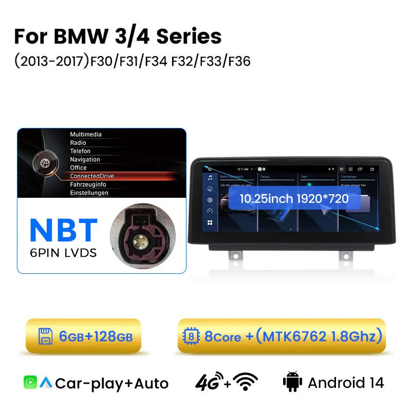 Android 14 Multimedia Unit – Carplay Radio – Navigatiesysteem – Touchscreen Autoradio – Draadloos Apple Carplay – 10,25 Inch Scherm – Compatibel Met Stuurbediening
