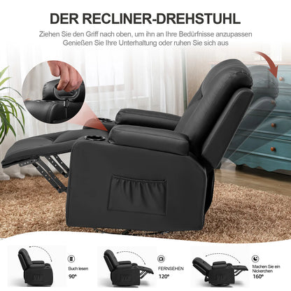 Relaxfauteuil – Relaxstoel – TV Stoel – Draaifauteuil – Leesstoel – Lichtgrijs – 360° Draaibaar – Kantelbare Rugleuning Tot 160°
