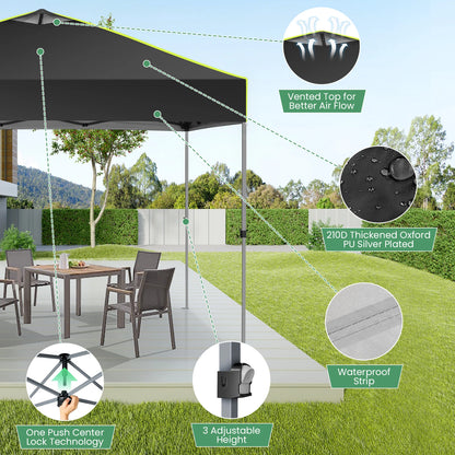 Pop-Up Tent – Vouwtent – Evenemententent – Marktkraamtent – Waterdicht Oxford Doek – UPF 50+ Bescherming – Verstelbare Hoogte - 3 x 3 m - Zwart