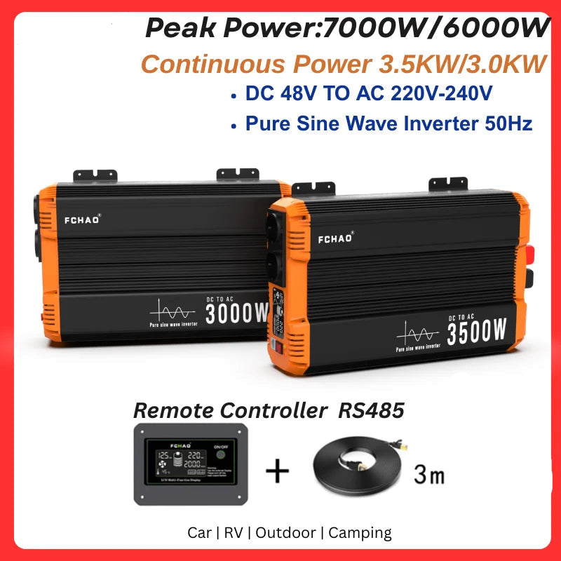 Pure Sine Wave Omvormer – Zonne-Energie Converter – DC Naar AC Inverter – 48V 3000W Variant – Met LCD Display – Superieure Efficiëntie 91%