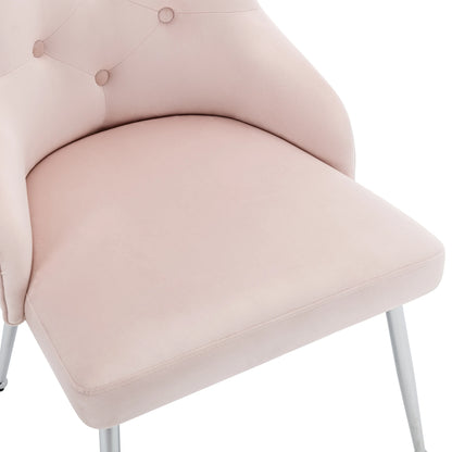 Eetkamerstoel – Zachte Stoel – Fluwelen Stoel – Velvet Stoel – Metalen Pootjes – Ergonomische Lendensteun – Verstelbare Voetjes - 2 Stuks