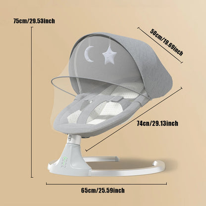 Schommelbedje - Elektrische Luxe Baby Schommelbedje - Babybedje - Wipstoel  - Elektrische Schommelstoel  - Babyschommel- Baby Swing - Kinderstoel - Automatisch Wiegstoel met Afstandsbediening en 5-Puntsgordel - Bluetooth - Koffiekleur