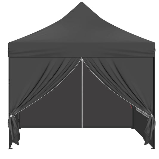 Tuinpaviljoen - 3x3m - Partytent - Verstelbare Hoogte - Gazebo - 4  Afneembare Zijpanelen - met Vensters - UV-Bestendig - Waterdichte - Grijs