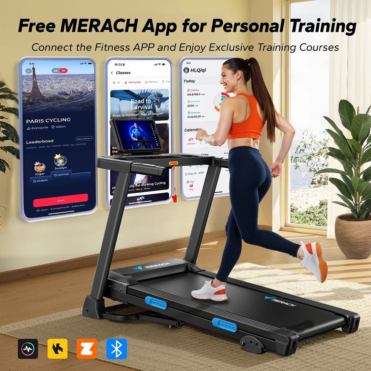 Inklapbare Loopband – Hardloopband – Fitnessband – Treadmill – Trainingsapparaat – Automatische Hellingshoek 15% – Stil Met Hartslagmonitor
