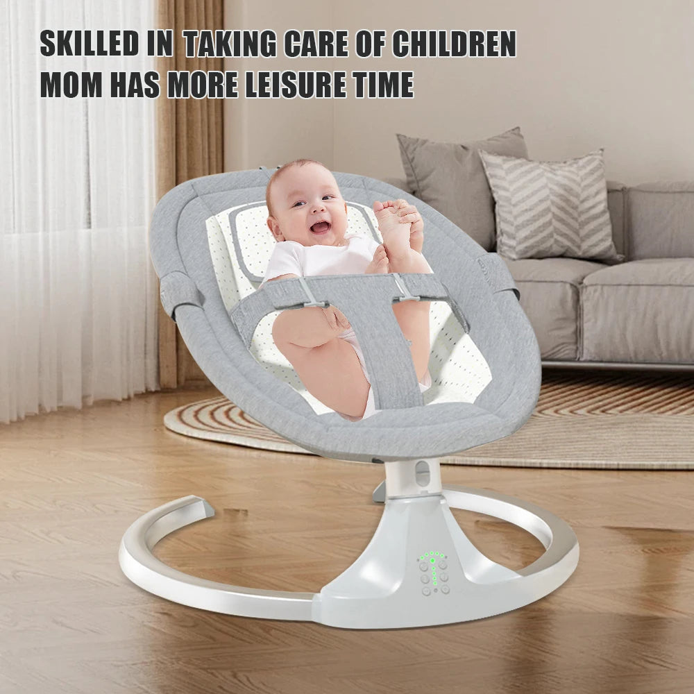 Schommelbedje - Elektrische Luxe Baby Schommelbedje - Babybedje - Wipstoel  - Elektrische Schommelstoel  - Babyschommel- Baby Swing - Kinderstoel - Automatisch Wiegstoel met Afstandsbediening en 5-Puntsgordel - Bluetooth - Grijs