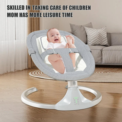 Schommelbedje - Elektrische Luxe Baby Schommelbedje - Babybedje - Wipstoel  - Elektrische Schommelstoel  - Babyschommel- Baby Swing - Kinderstoel - Automatisch Wiegstoel met Afstandsbediening en 5-Puntsgordel - Bluetooth - Grijs