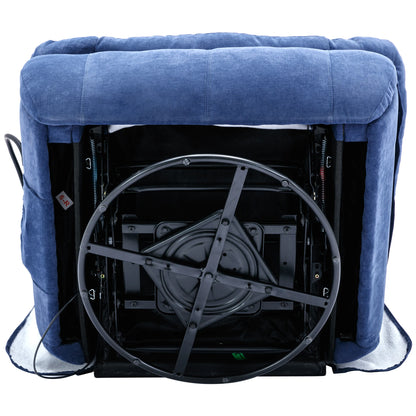 Draaifauteuil – Massagefauteuil – Relaxstoel – Comfortstoel – 360 Graden Draaibaar – Massage Op Rug En Benen – Warmtefunctie - Blauw