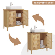 Badkamermeubel - Badkamerkast - Wastafelonderkasten - Wastafelmeubel - 60x30x60cm - 2 Deuren - Bamboe Badkamerkast - nder Wastafel Opbergkast Organizer - voor Woonkamer Slaapkamer