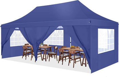 Partytent - Pop-Up Partytenten - Easy up Tent - Vouwtent - Party Tent Opvouwbaar - 3x6m - 6 Zijwanden - UV50+ Tuinpaviljoen - Waterdichte - voor Feest - Markt - BBQ of Camping -  Donkerblauw