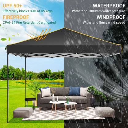 Tuinpaviljoen – Tuinkamer – Tuinoverkapping – Pop-Up Tent – 3x3 Meter – Waterdicht – UV-Bescherming - Zwart