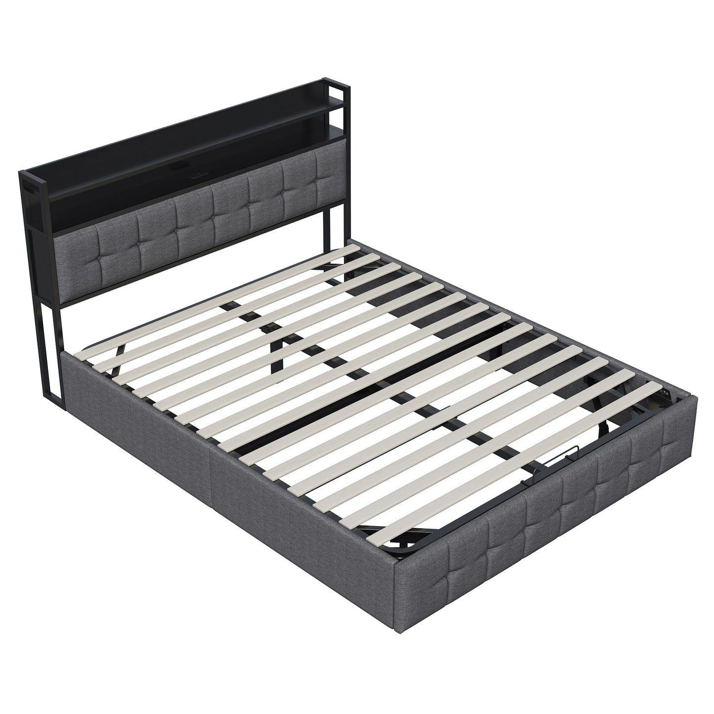 Gestoffeerd Bed – Bedframe Met Opbergruimte – Slaapbed – Eenpersoonsbed – Tweepersoonsbed – PU Materiaal – Gasdrukveren Opbergruimte – 140x200 cm