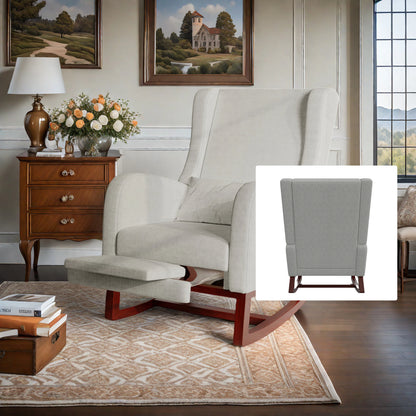 Schommelstoel – Relaxstoel – Loungestoel – Schommelfauteuil – Draaifauteuil – Lichtgrijs – Verstelbare Voetsteun – Zacht Velvet