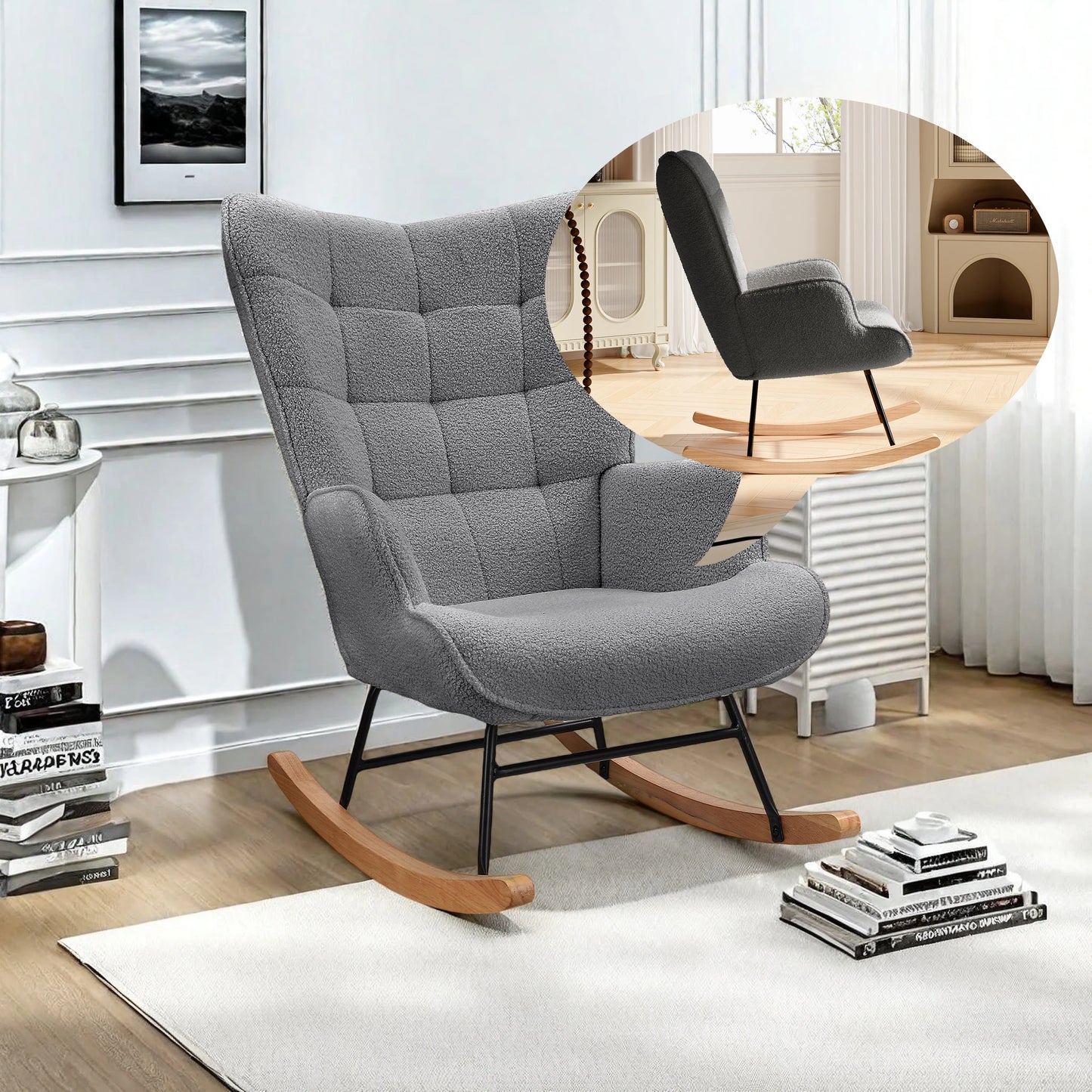 Wooden Aura High Back Armrests Swing chair Comfortable chairs Suitable for living room, Bedroom and Courtyards