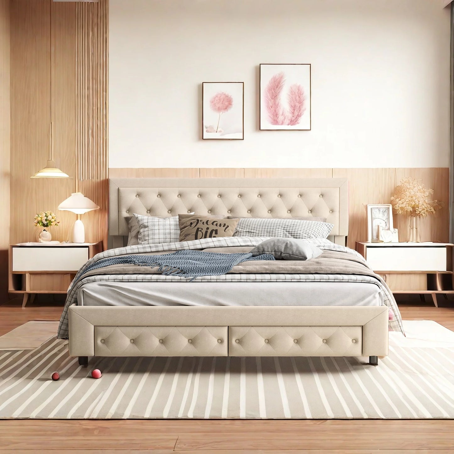 Gestoffeerd Tweepersoonsbed – Opbergbed – Boxspring Bed – Luxe Bedframe – Hydraulisch Liftmechanisme – 160x200 cm – Met Ruime Opbergruimte