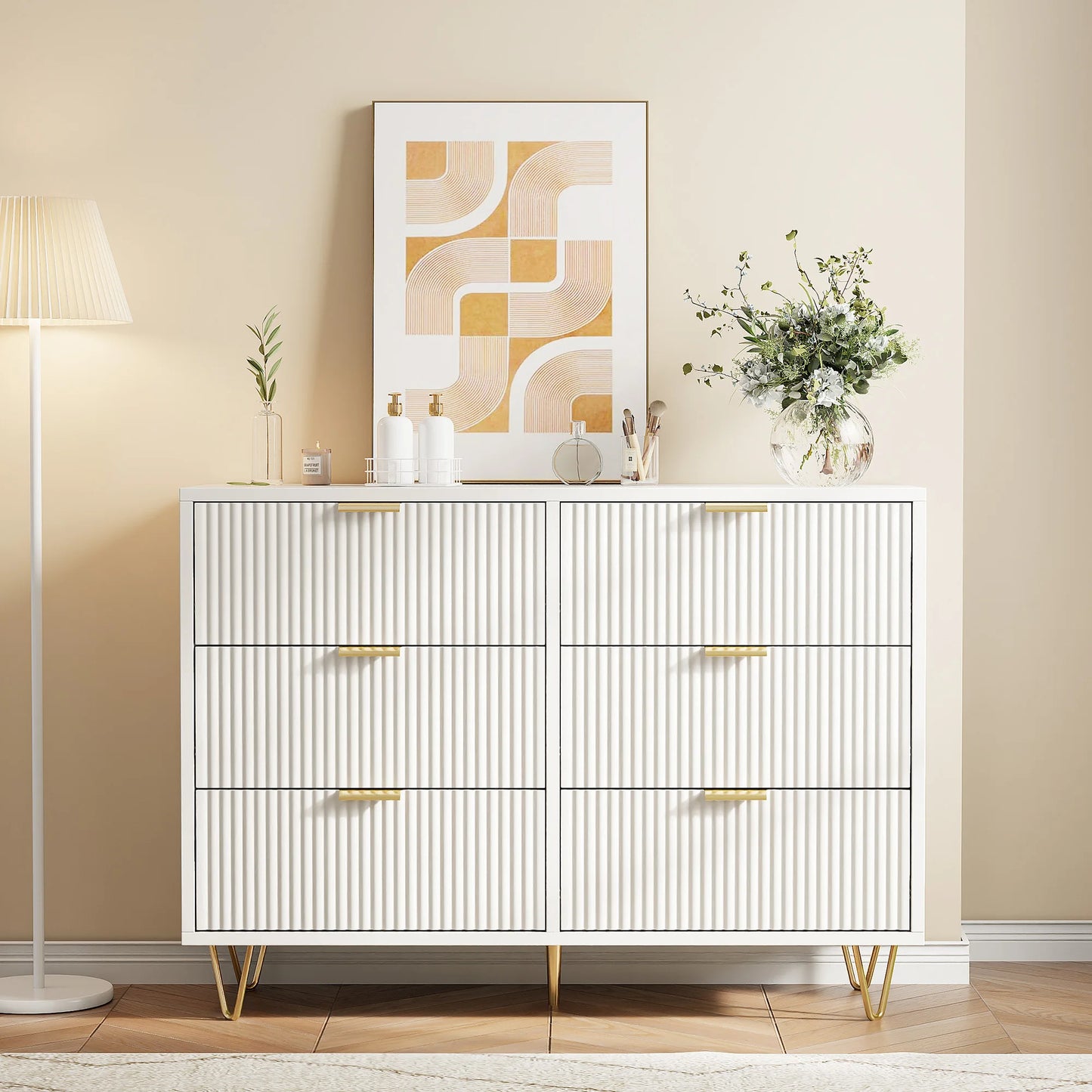 Ladeskast – Ladekast – Commode – Opbergkast – Kast Met 6 Laden – Wit – Ruimtebesparend Ontwerp – Duurzaam Spaanplaat