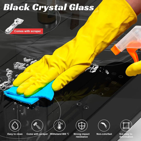 Induction hob - Induction Hob - Induction Cook Top - Induction Cooker - Electric Burner - Imet plug - 4 Zones - 60cm - Marble ceramic glass - 3500W - Touch Control - Timer - Safety lock - Black