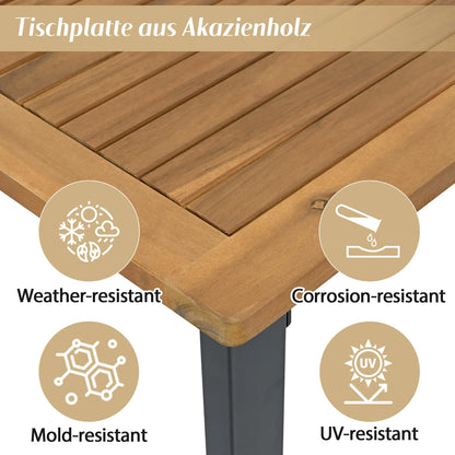 Tuinmeubelset – 3-Delige - Loungeset - Hoekbank – Voetenbank – Salontafel – Gegalvaniseerd Stalen Frame – Acaciahouten Tafelbladen - Wit