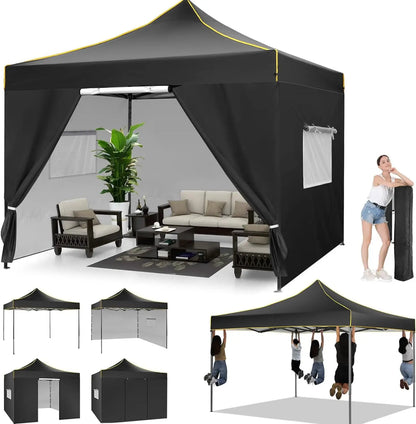 3x3m Pop-Up Partytent – Tuinentent – Evenemententent – Marktstandtent – Campingtent – Waterdicht 410D Oxford – Roestbestendig Frame - Zwart