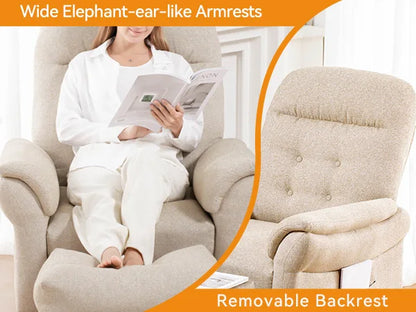 Relaxstoel – Verstelbare Stoel – Zitstoel – Fauteuil – Voetenbank – 4-Standen Rugleuning – Opbergruimte Voetenbank - Beige