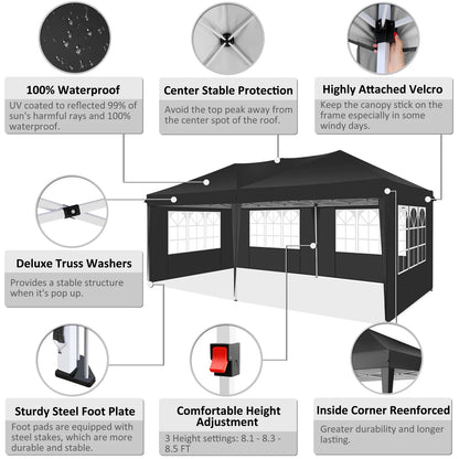 3x6 Meter Vouwtent – Partytent – Marktkraam – Overkapping – Tuintent – Roestbestendig Stalen Frame – Waterdichte 210D Oxford Stof - Khaki