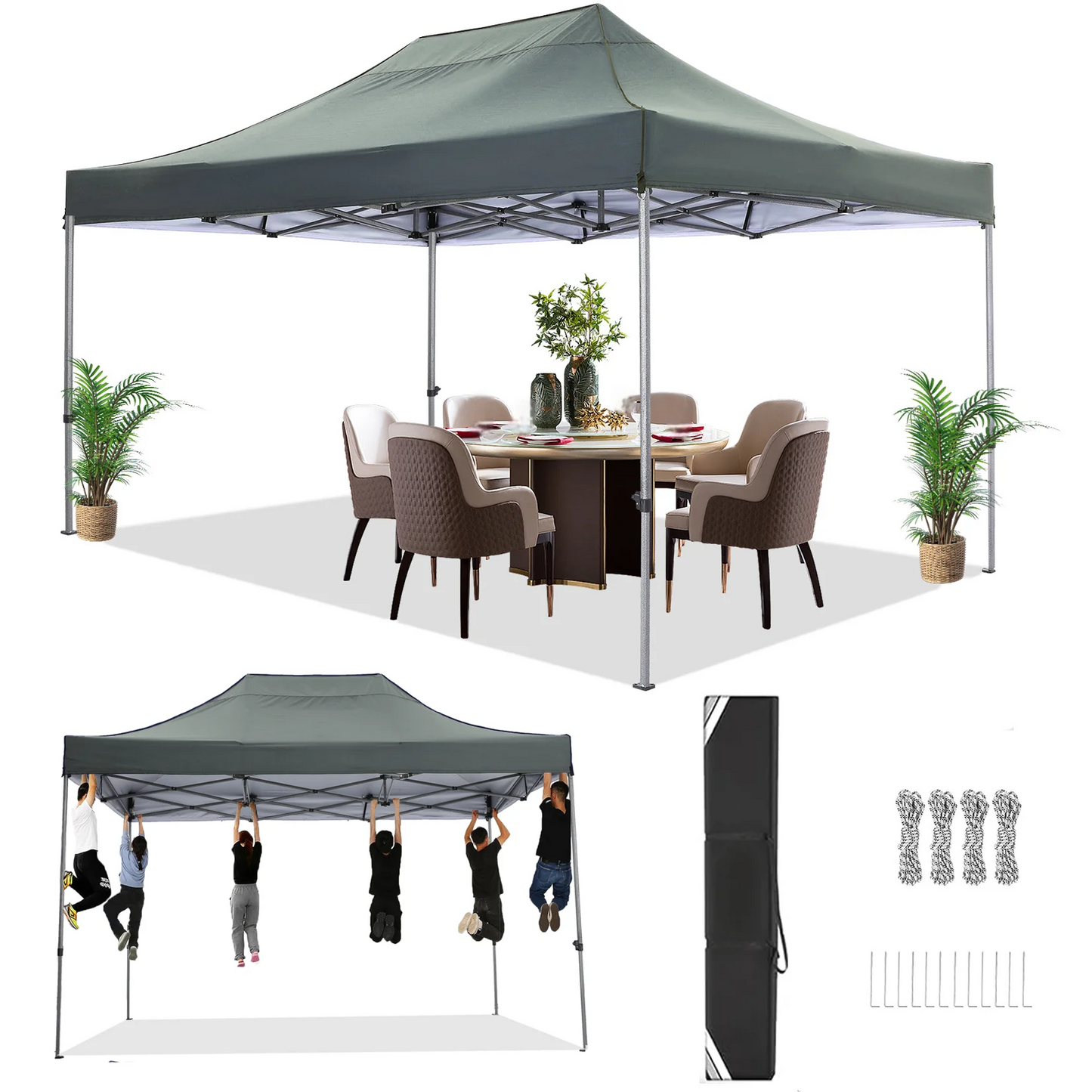Partytent - Pop-Up Partytenten - Easy up Tent - Vouwtent - Party Tent Opvouwbaar - 3x4.5m - Canopy Tent - Waterdichte - voor Tuin Evenementen - en Feesten - Zonwering - voor Feest - Tuin - Camping of Markt - Grijs