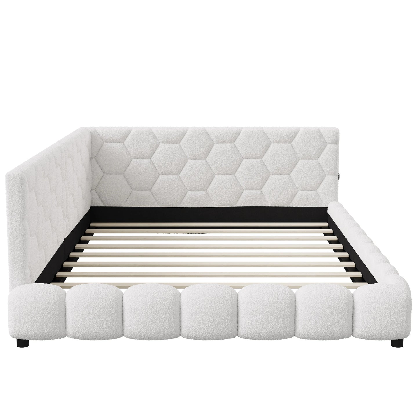 Sofa Bed – Slaapbank – Bedbank – Logeerbed – Multifunctioneel Bed – Wit – 140x200 cm – LED-Verlichting Onder Bed – USB- en Type-C Oplaadpunt – Cashmere Bekleding – Stevig Lattenbodemframe
