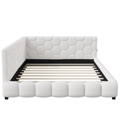 Sofa Bed – Slaapbank – Bedbank – Logeerbed – Multifunctioneel Bed – Wit – 140x200 cm – LED-Verlichting Onder Bed – USB- en Type-C Oplaadpunt – Cashmere Bekleding – Stevig Lattenbodemframe
