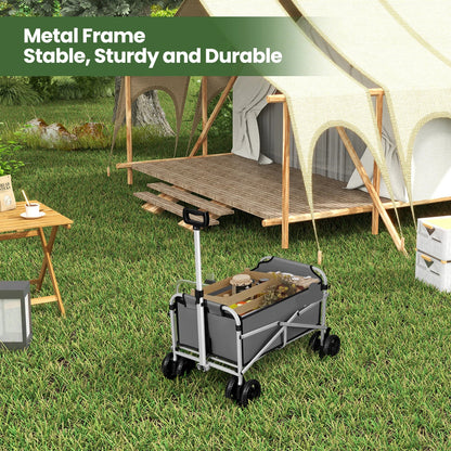 Bolderkar - Handkar - Bolderkar Opvouwbaar - Bolderwagen - met Dubbele Wielen en Remmen - Transportwagentje - Bolderkarren - voor Tuin, Strand, Camping of Picknick - Donkergrijs - QUORE