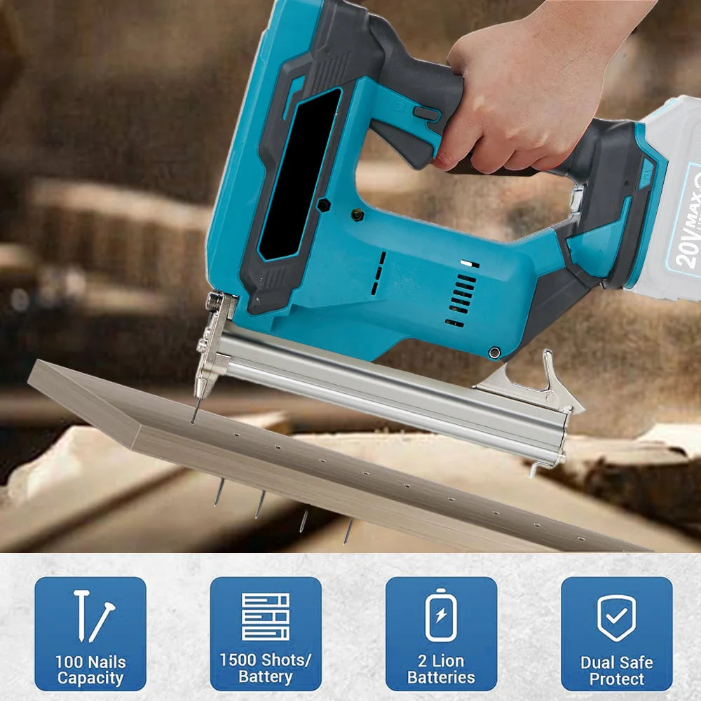 Tacker - Spijkerpistool - Elektrische - Brushless Motor - 18V Accu - Ergonomische Handgreep - Nagelmachine - voor Houtbewerking - Zonder Accu - QUORE